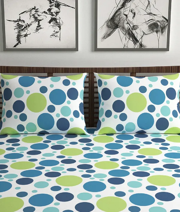 Divine_Casa_Cotton_Blend_Polka_Dot_Bedsheet_for_Double_Bed_with_Elastic_Fitted_Sheet_with_2_Pillow_Cover,_Blue_Grotta