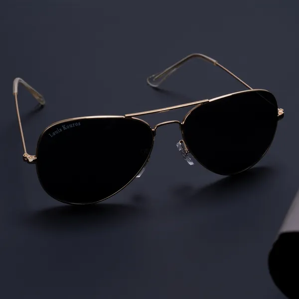 LOUIS_KOUROS__Black_Armstoner_Mirrored(Glass),_UV_Protection,_Toughened_Glass_Lens,_UV_Protection,_Night_Vision,_Aviator_Sunglasses_(62)__(For_Men_&_Women,_Black)