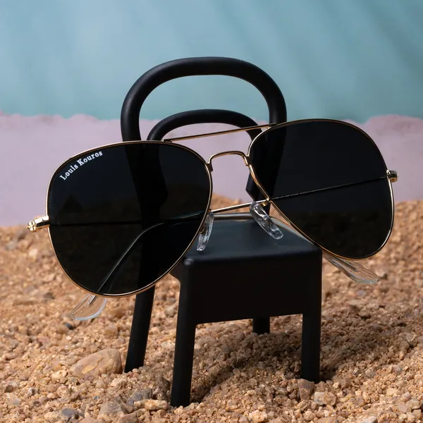 LOUIS_KOUROS__Black_Armstoner_Mirrored(Glass),_UV_Protection,_Toughened_Glass_Lens,_UV_Protection,_Night_Vision,_Aviator_Sunglasses_(62)__(For_Men_&_Women,_Black)
