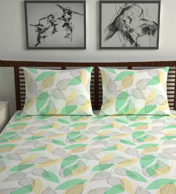 Beveled_Pure_Cotton_Floral_Print_Double_Bed_Sheet_With_2_Pillow_Covers