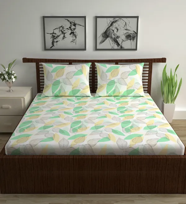 Beveled_Pure_Cotton_Floral_Print_Double_Bed_Sheet_With_2_Pillow_Covers