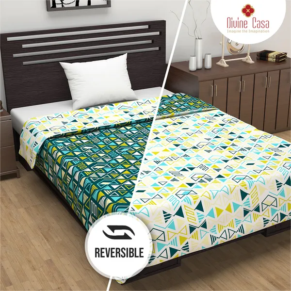 Geometric_Single_Dohar_for_AC_Room_(Polyester,_Green_and_Yellow)