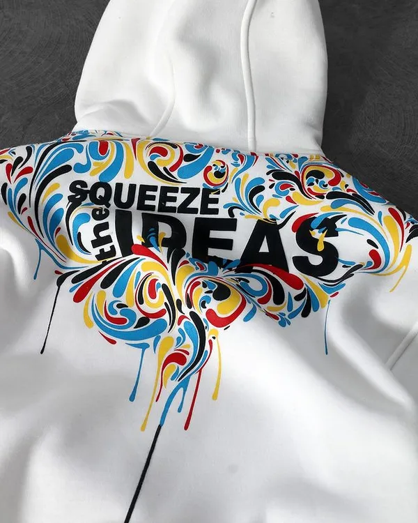 White_Print_Casual_Hoodies