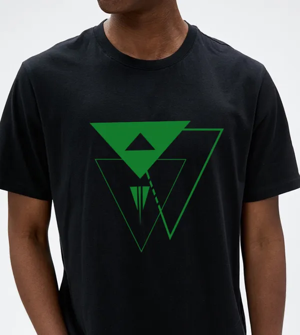 Black_Geometric_Printed_Half_Sleeve_Cotton_T-Shirt_For_Men