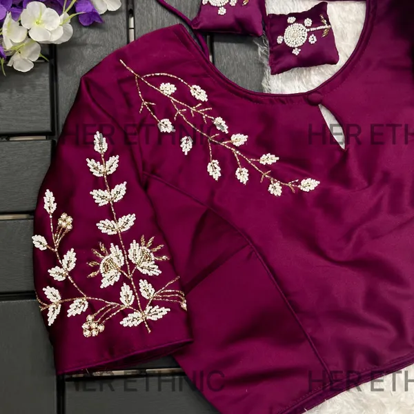 Wine_Pure_Silk_Handmade_Work_Cut_Work_Style