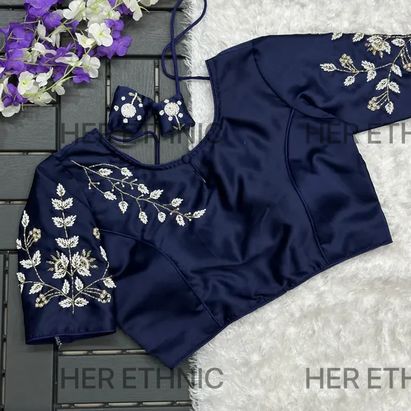 Navi_Blue__Women_Handwork_Boutique_Style_Blouse