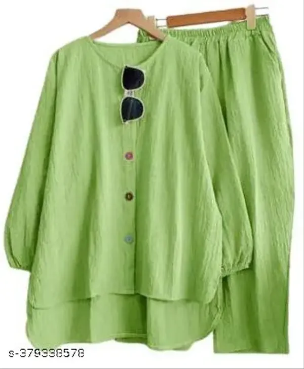 Green_Crape_Premium_Solid_Casual_Co-Ord_Set_For_Women
