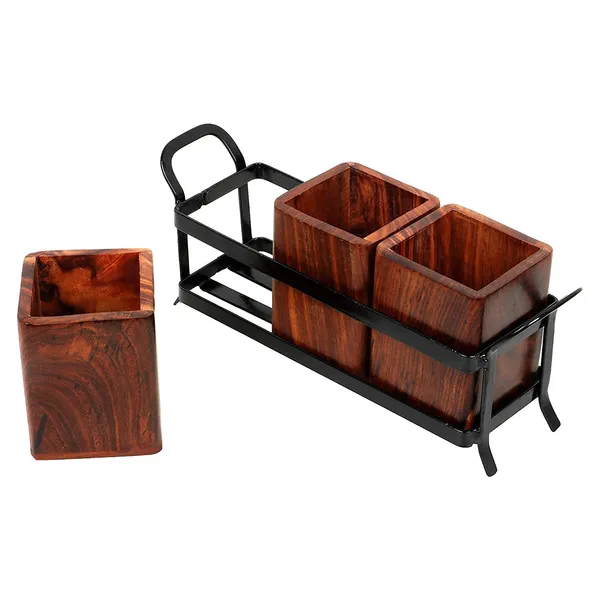 Wood_Rustic_Cutlery_Holder_Stand_With_3_Jars