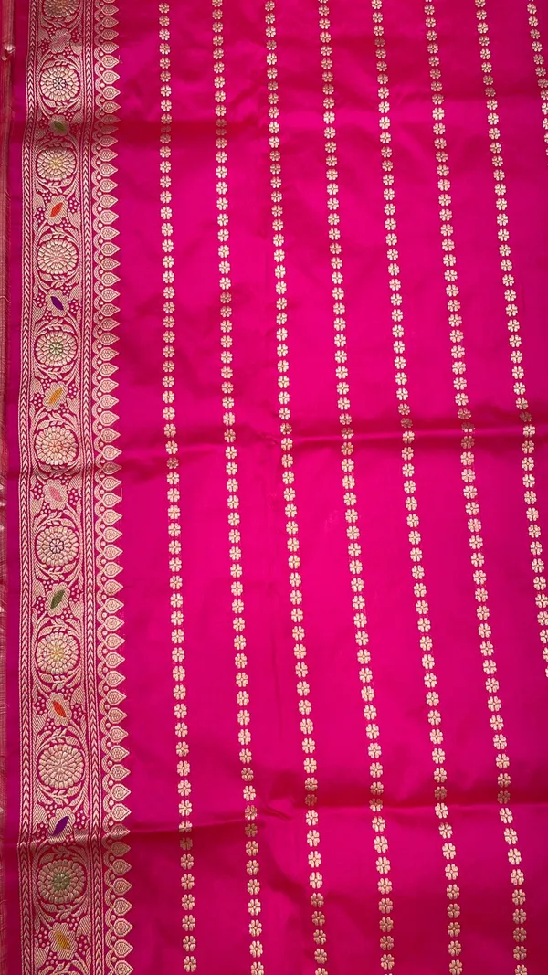 Humairah_Pure_Handloom_Pink_Katan_Silk_Kadhwa_Meenakari_Jangla_Zari_Aada_Jaal_with_Kadhwa_Pallu_Border_and_Pink_Stripe_Blouse