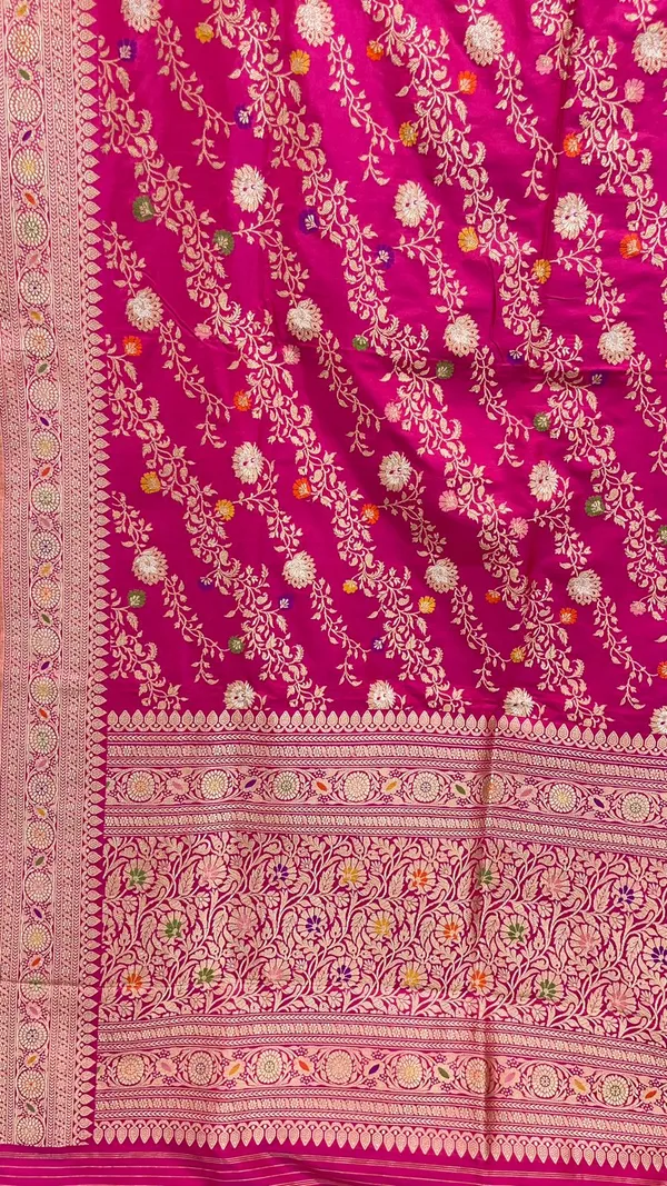 Humairah_Pure_Handloom_Pink_Katan_Silk_Kadhwa_Meenakari_Jangla_Zari_Aada_Jaal_with_Kadhwa_Pallu_Border_and_Pink_Stripe_Blouse
