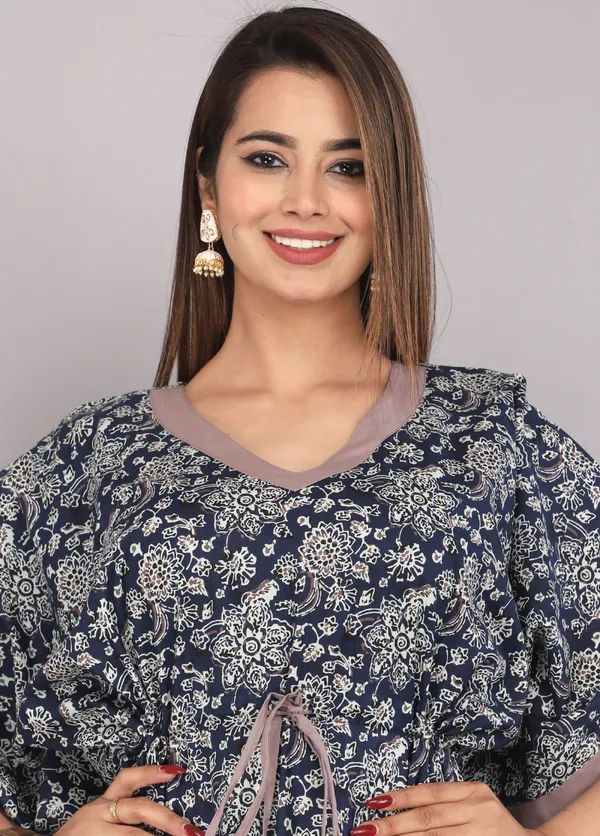 Navy_Blue_Pure_Cotton_Kaftan_For_Women
