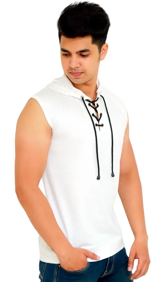 White_Cotton_Blend_Solid_T-Shirt_For_Men