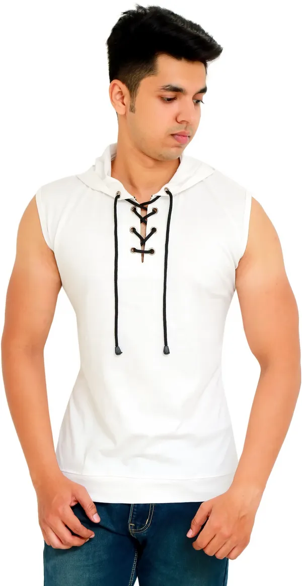 White_Cotton_Blend_Solid_T-Shirt_For_Men
