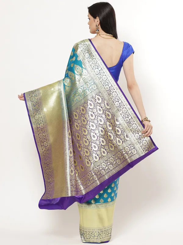 Blue_Satin_Silk_Banarasi_Sarees_For_Women
