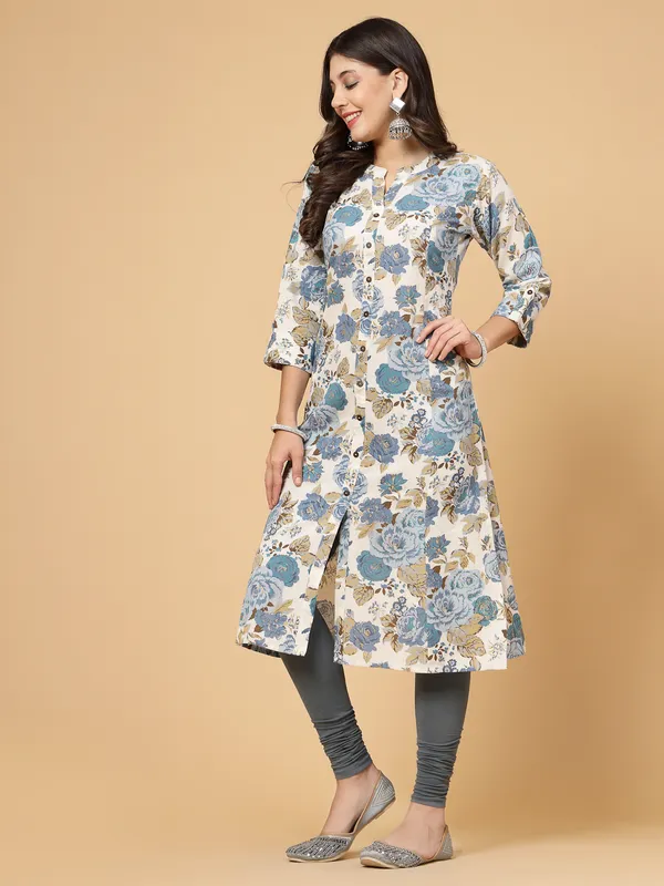 Sky_Blue_Cotton_Floral_Printed_A-line_Kurta