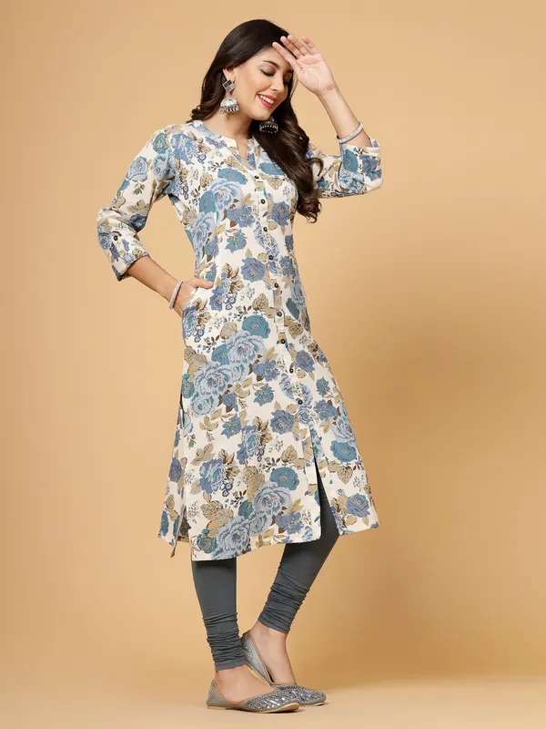 Sky_Blue_Cotton_Floral_Printed_A-line_Kurta