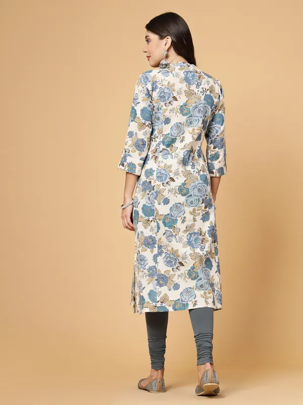 Sky_Blue_Cotton_Floral_Printed_A-line_Kurta