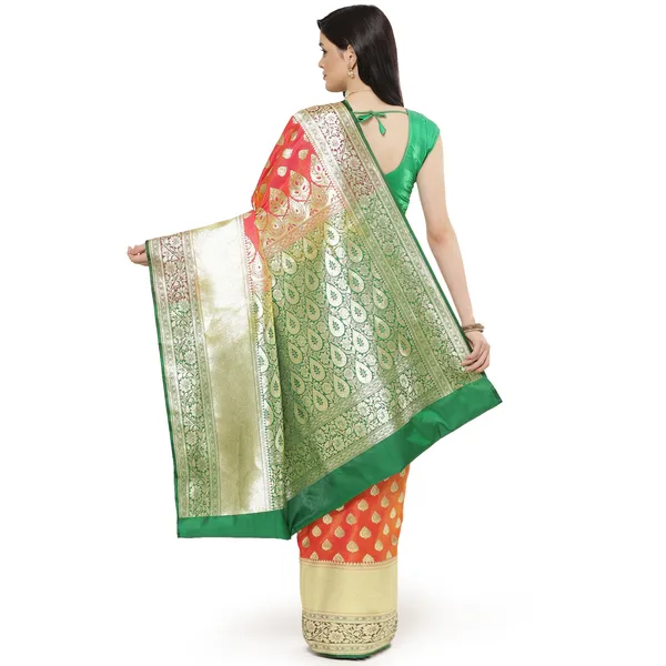 Orange_Satin_Silk_Banarasi_Sarees_For_Women