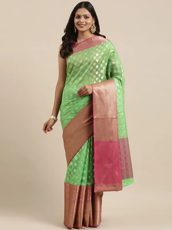 Green_Kanchi_Silk/Brocade_Banarasi_Sarees_For_Women