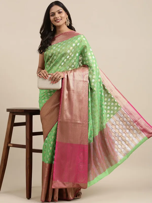 Green_Kanchi_Silk/Brocade_Banarasi_Sarees_For_Women