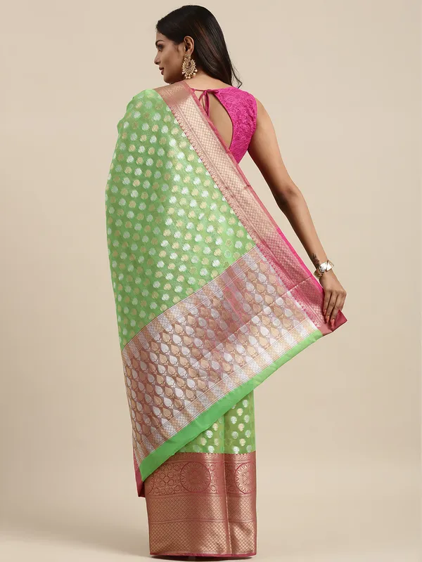 Green_Kanchi_Silk/Brocade_Banarasi_Sarees_For_Women