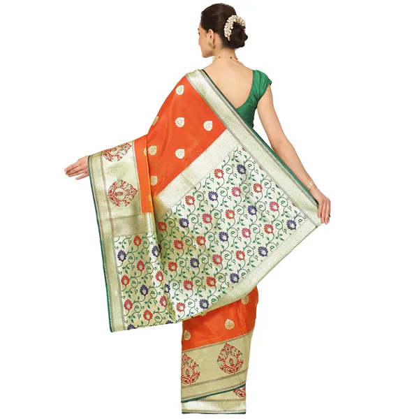 Orange_Satin_Silk_Banarasi_Sarees_For_Women