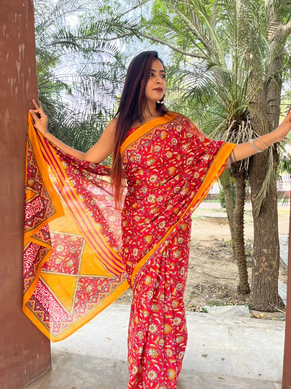 Handicraft_Women's_Block_Print_Pure_Soft_Cotton_Saree_With_Blouse_Piece_With_Blouse_Piece