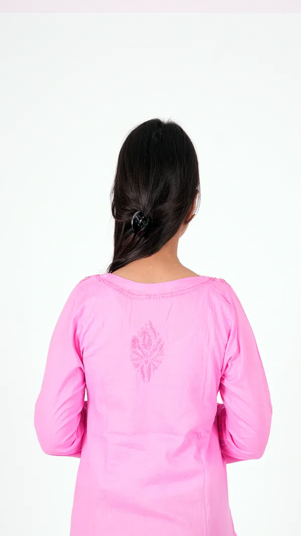 Pink_Cotton_Casual_Short_Kurti_For_Women