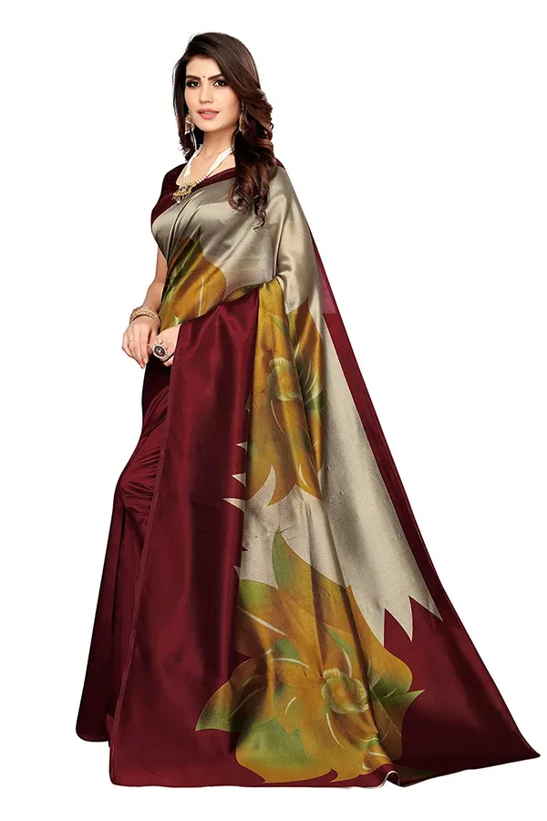 Maroon_Printed_Art_Silk_Traditional_Saree