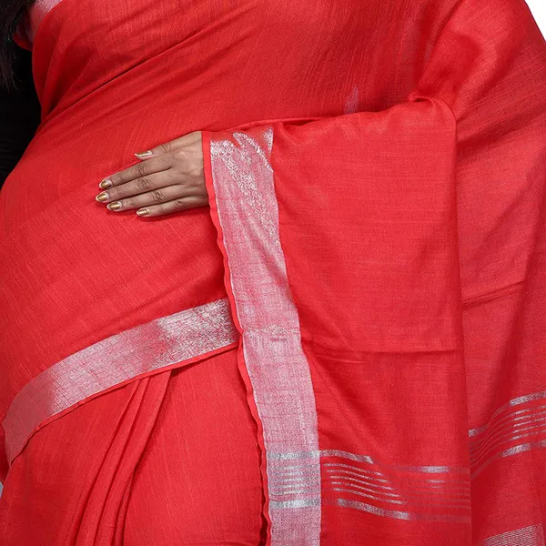 Red_Bhagalpuri_women's_Handloom_Linen_Cotton_Ethnic_Wear_Saree_With_Running_Unstitched_Blouse_Piece