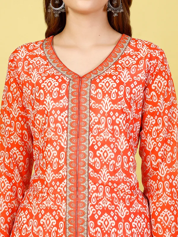 Vibrant_Tomato_Red_Printed_Jacket-Gharara-Dupatta_Set