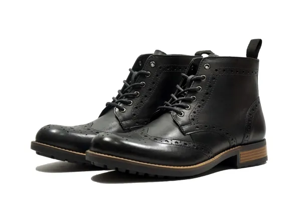Black_Genuine_Leather_Men's_brogue_lace-up_boots_for_Casual_Wear