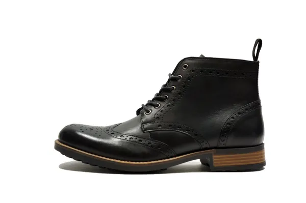 Black_Genuine_Leather_Men's_brogue_lace-up_boots_for_Casual_Wear
