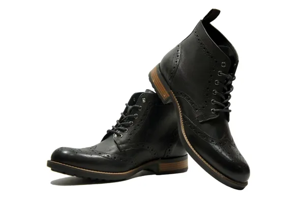 Black_Genuine_Leather_Men's_brogue_lace-up_boots_for_Casual_Wear