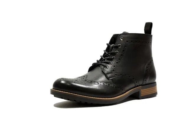 Black_Genuine_Leather_Men's_brogue_lace-up_boots_for_Casual_Wear