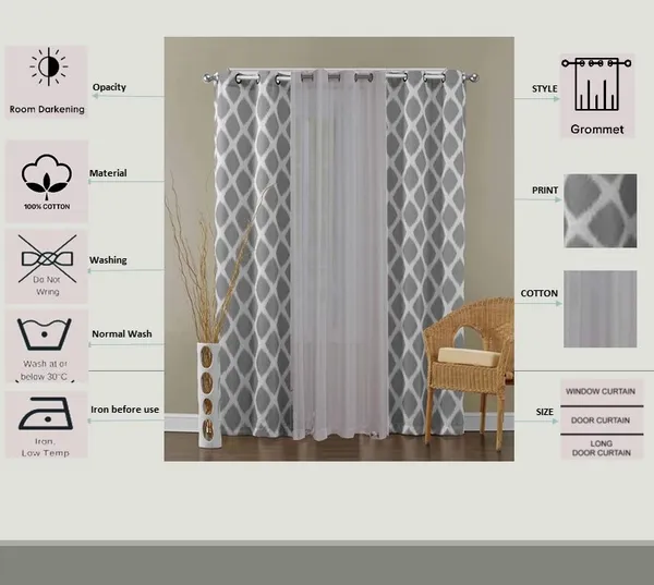 Pack_of_3_Cotton_Grey_Ikat_Printe_With_Voil_Sheer_Eyelet_Curtain_Set_for_Window_and_Door