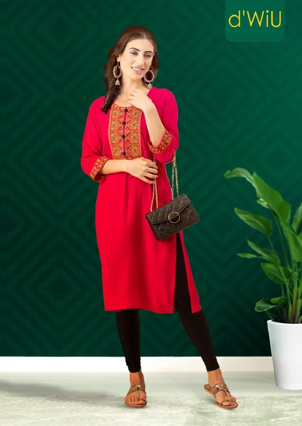 Magenta_Rayon_Women_Kurta,_Colourful_Embroidery_Work