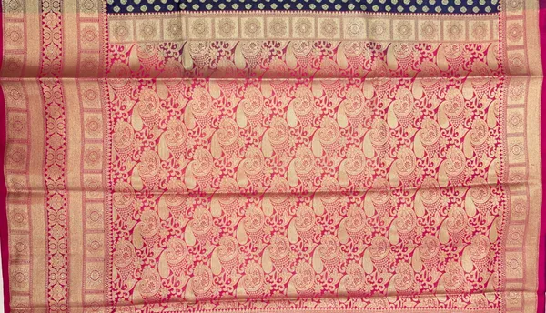 Humairah_Presents_Black_Katan_Silk_Golden_Zari_Chunri_Booti_with_Contrast_Pink_Paisley_Pallu_and_Skirt_Zari_Border_with_Pink_Blouse