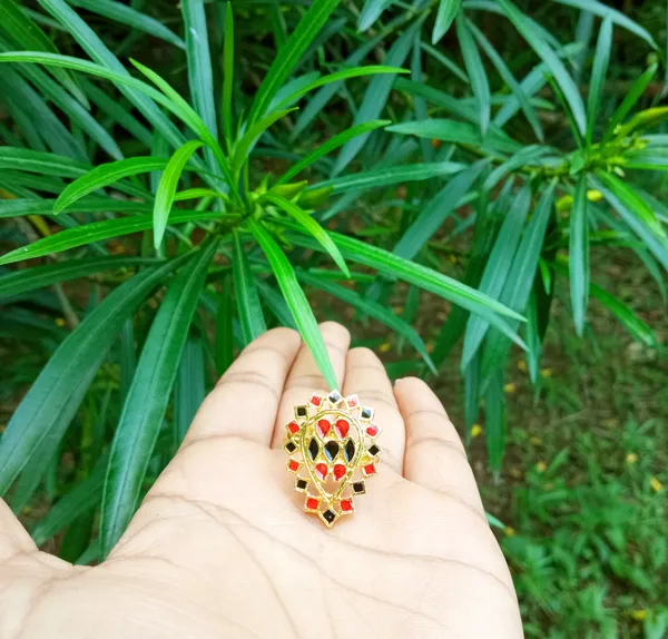 Assamese_Traditional_Gold_Plated_Red_Black_Minakari_Finger-Ring_For_Girls_&_Women_&_Girl