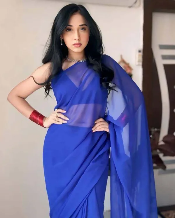 Blue__Colour_1-Minute_Ready_To_Wear_Georgette_Saree_With_Blouse_Piece