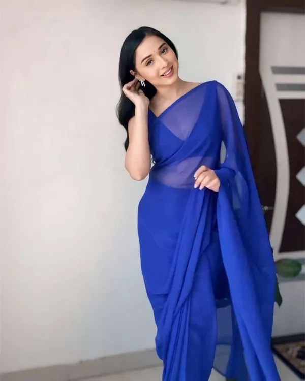 Blue__Colour_1-Minute_Ready_To_Wear_Georgette_Saree_With_Blouse_Piece