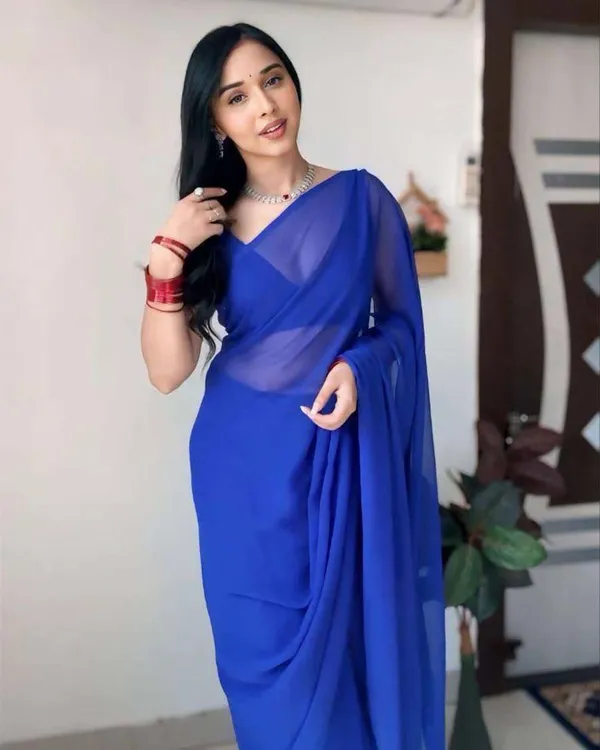 Blue__Colour_1-Minute_Ready_To_Wear_Georgette_Saree_With_Blouse_Piece