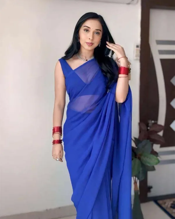 Blue__Colour_1-Minute_Ready_To_Wear_Georgette_Saree_With_Blouse_Piece