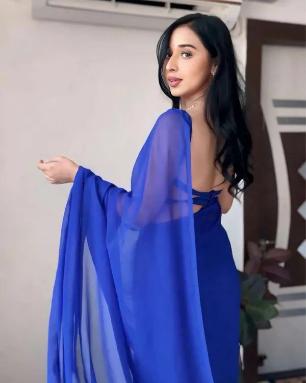 Blue__Colour_1-Minute_Ready_To_Wear_Georgette_Saree_With_Blouse_Piece