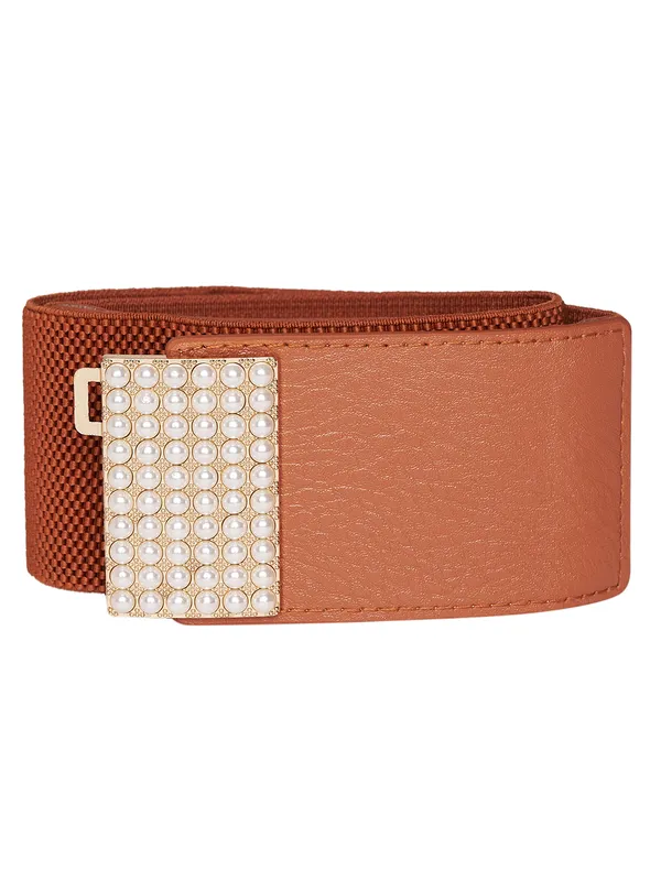 Tan_Artificial_Leather_Belt_For_Women