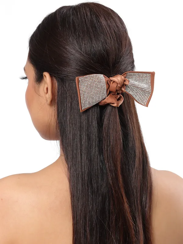 Vogue_Hair_Accessories_Brown_And_Beige_Fancy_Party_Big_Size_Bow_Scrunchies_For_Girls_and_Women_Set_of_2