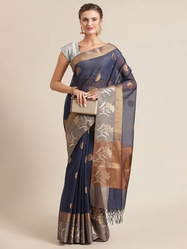 Blue_Masrise_Cotton/Cotton_Banarasi_Sarees_For_Women