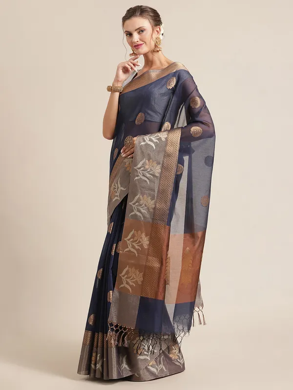 Blue_Masrise_Cotton/Cotton_Banarasi_Sarees_For_Women