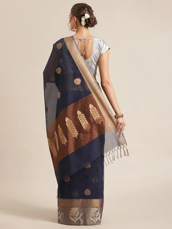 Blue_Masrise_Cotton/Cotton_Banarasi_Sarees_For_Women
