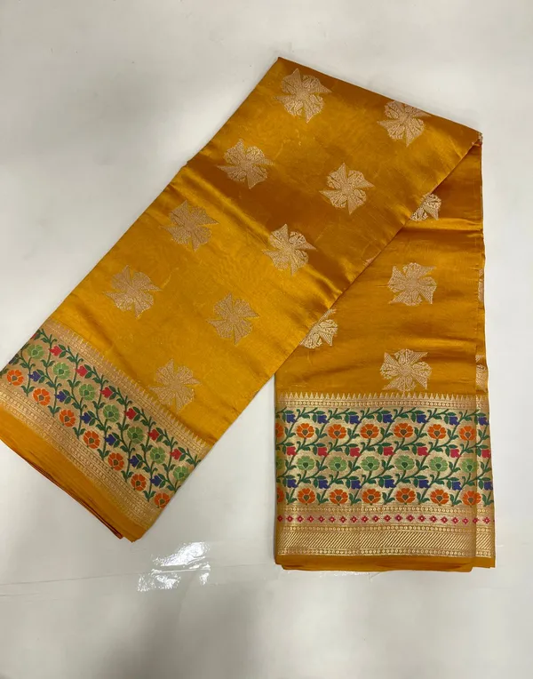 Humairah_Pure_Handloom_Gold_Dupion_Golden_Swastik_Zari_Booti_Skirt_Floral_Mina_Border_with_Floral_Jaal_Pallu_and_Gold_Blouse